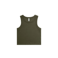 Wo's Organic Rib Crop Tank - Army