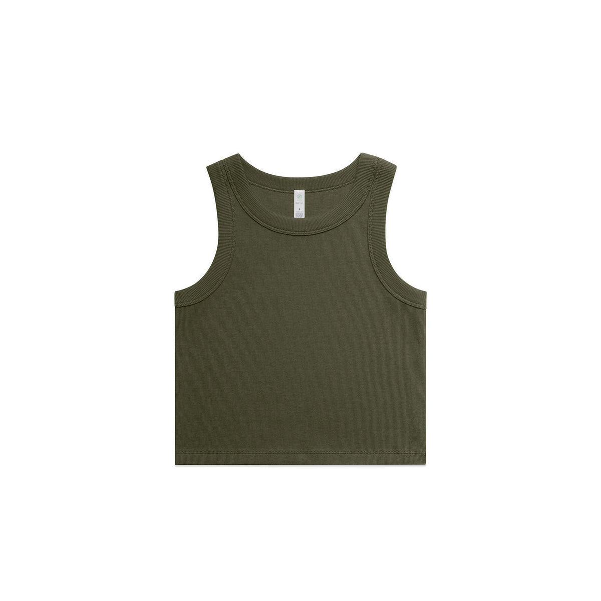 Wo's Organic Rib Crop Tank - Army
