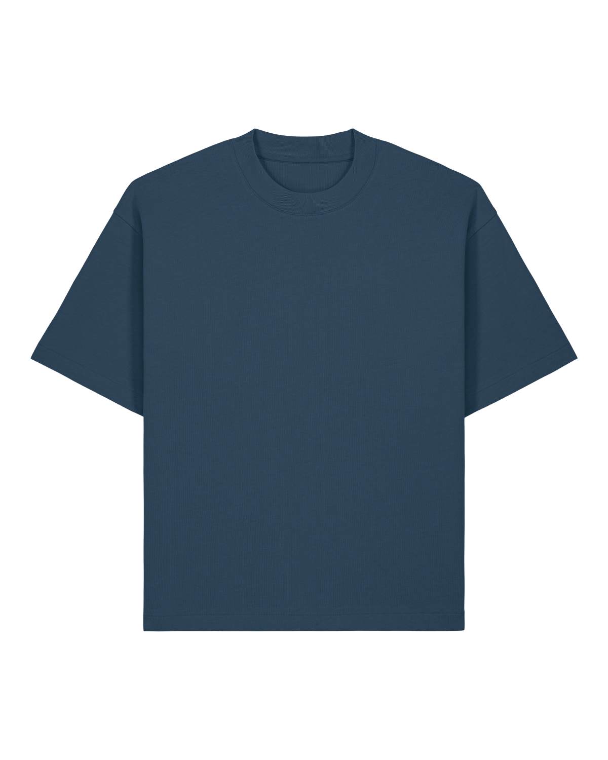 Plain navy blue t-shirt on a white background