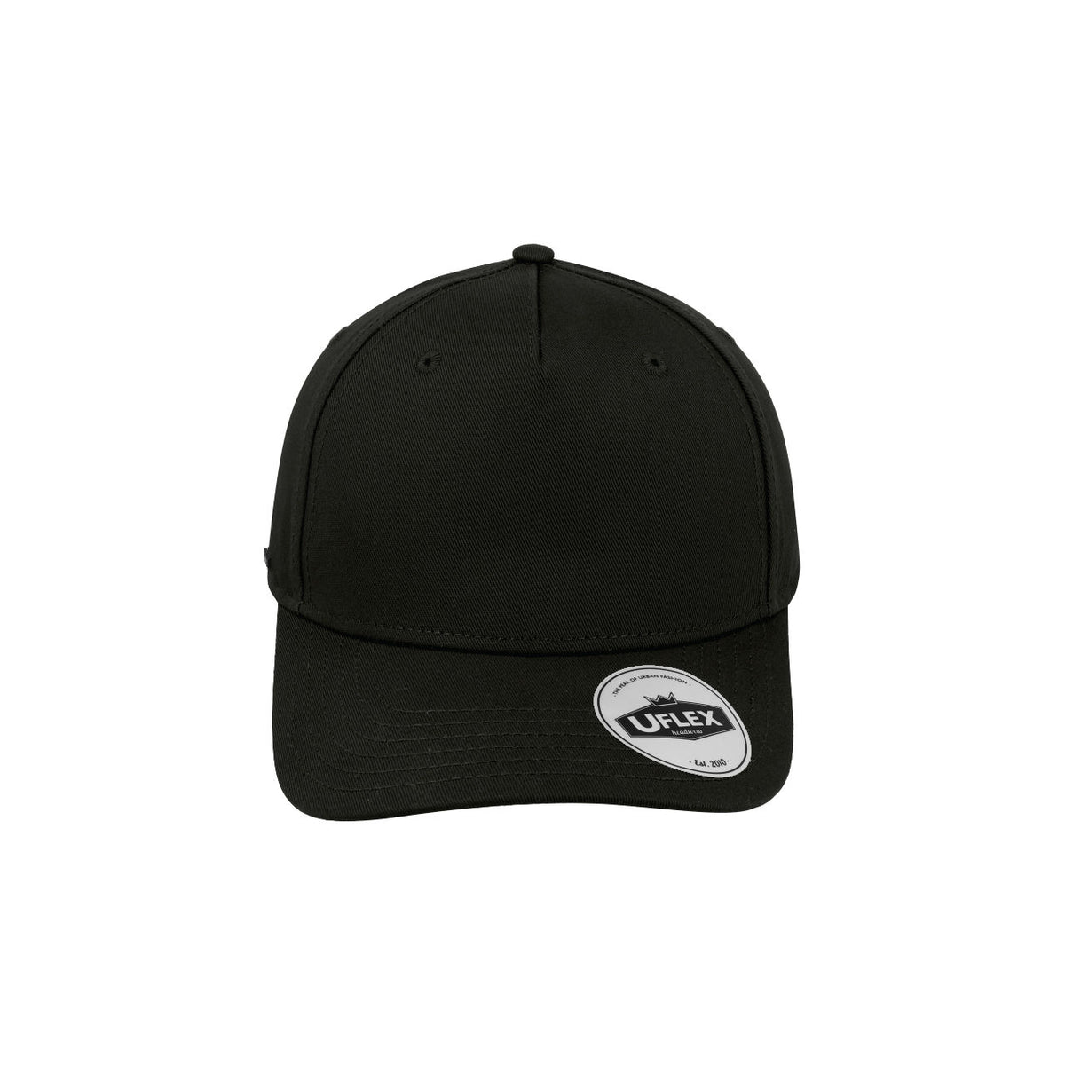 UFlex Adults Pro Style 5 Panel Snapback - Black