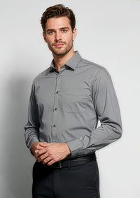 Mens Monaco Long Sleeve Shirt - Platinum