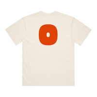 Ecru tee with orange back screen print