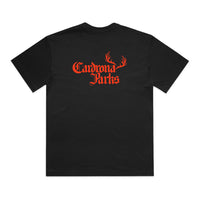 Black tee with red Cardrona Parks back screen print