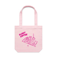 Pink tote with pink screen print