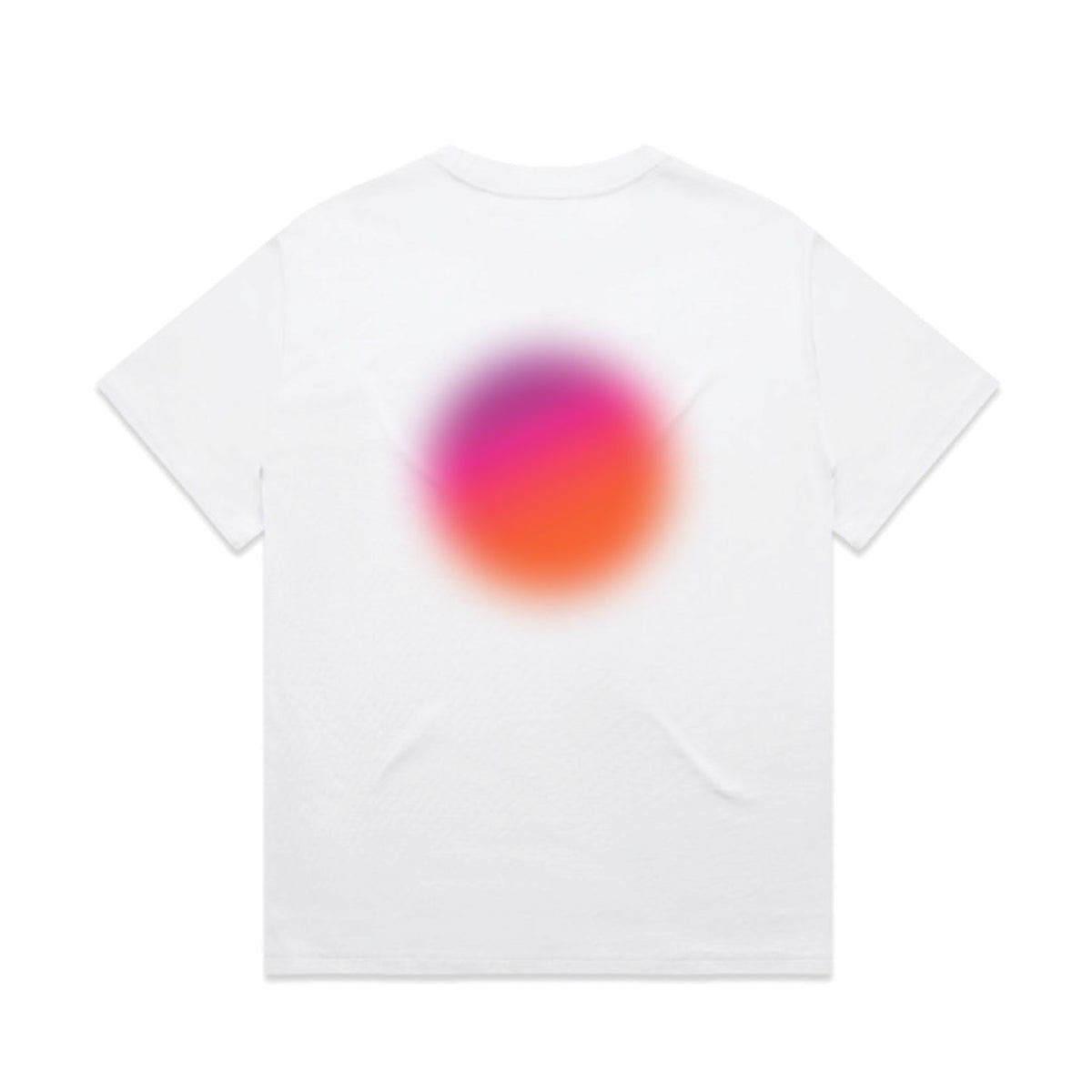 White tee with gradient back screen print