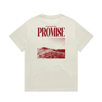 Ecru tee with red back screen print