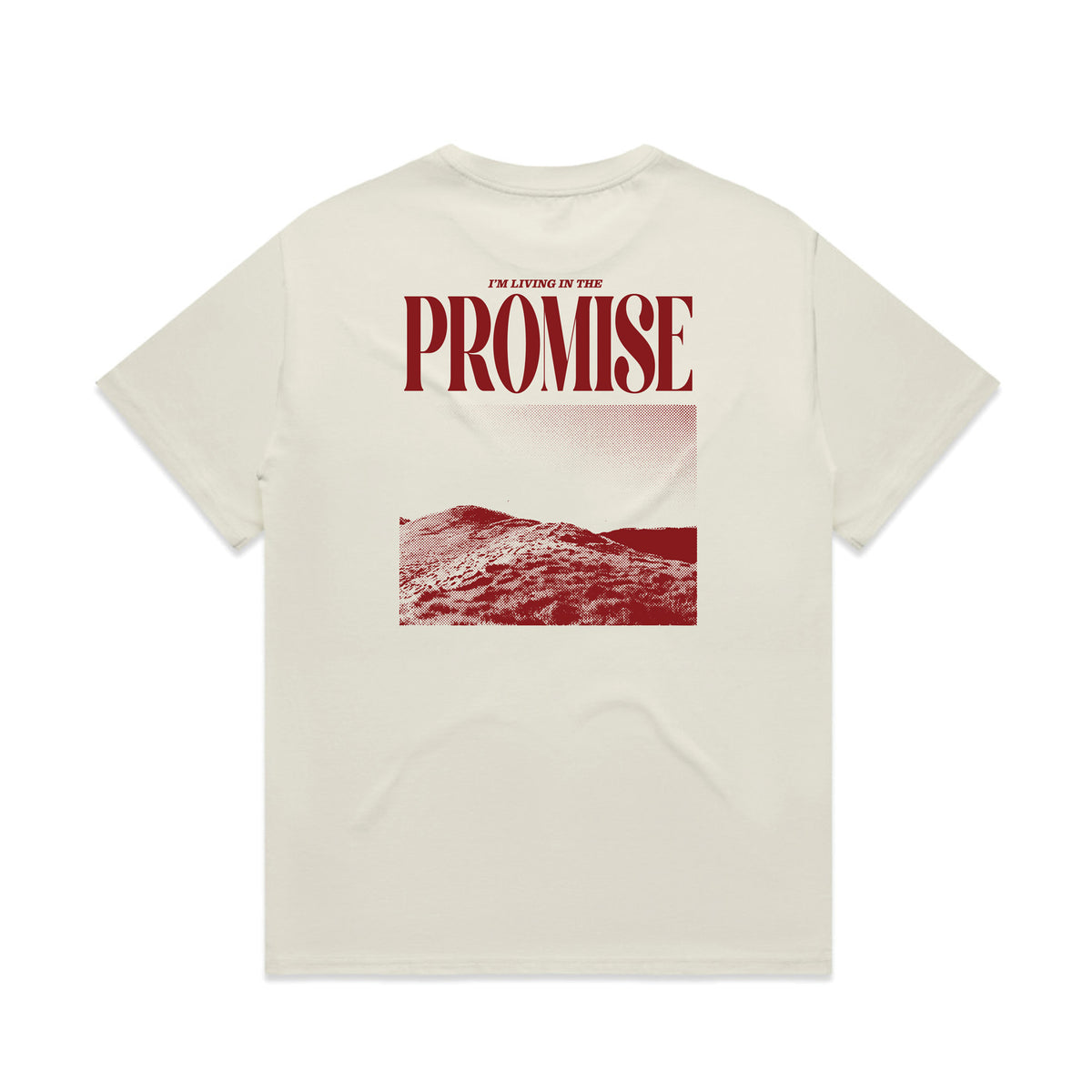 Ecru tee with red back screen print