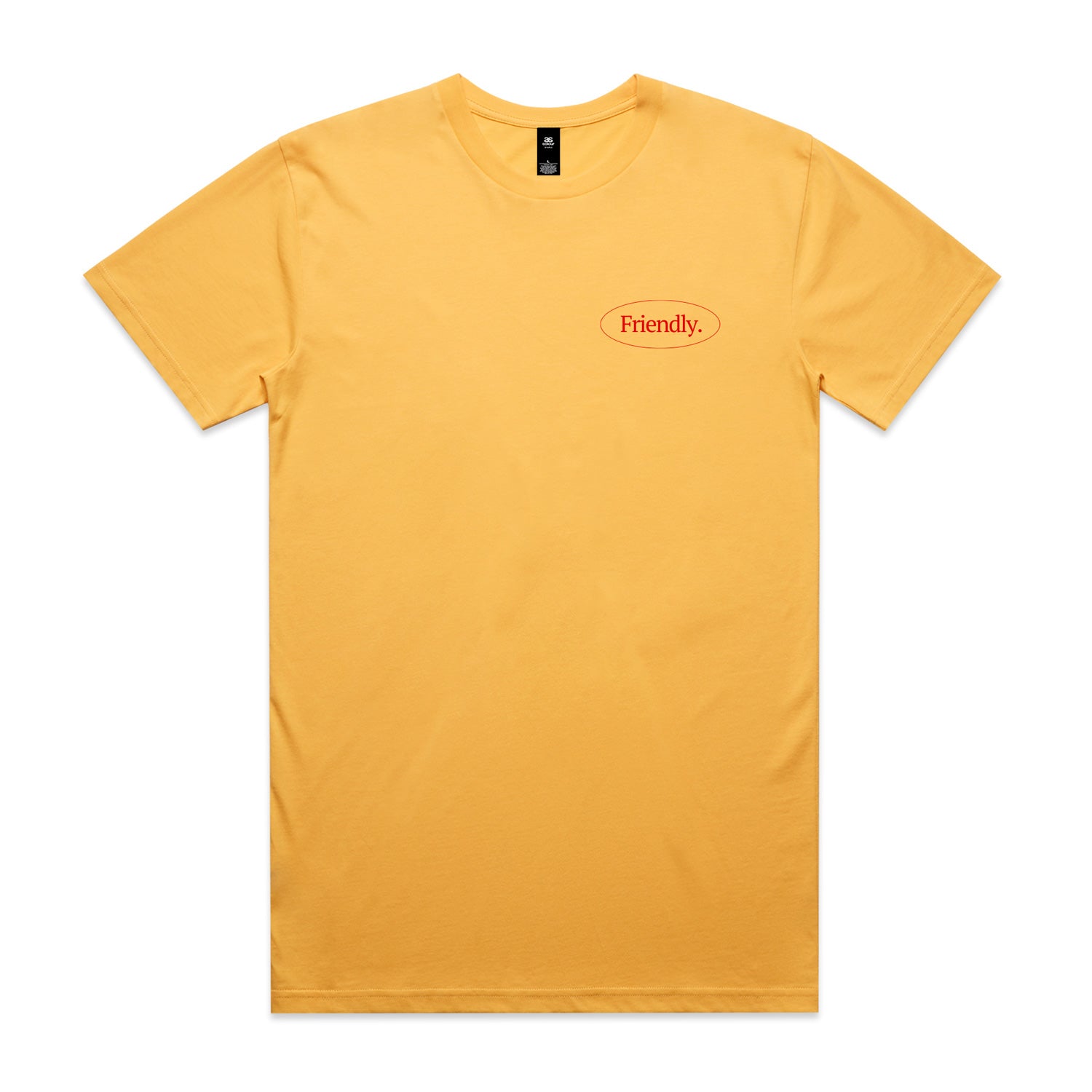 Branded yellow t-shirt on a white background