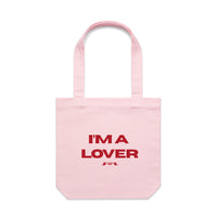 Pink tote with red screen print