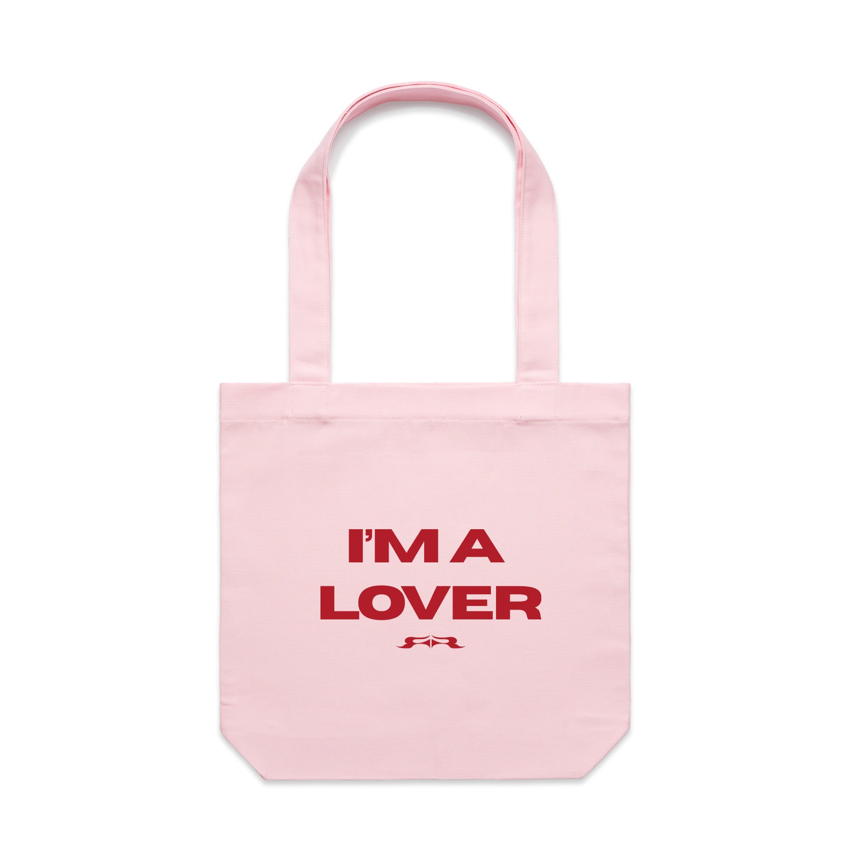 Pink tote with red screen print