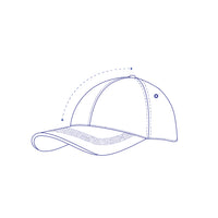 Blue technical drawing of a cap